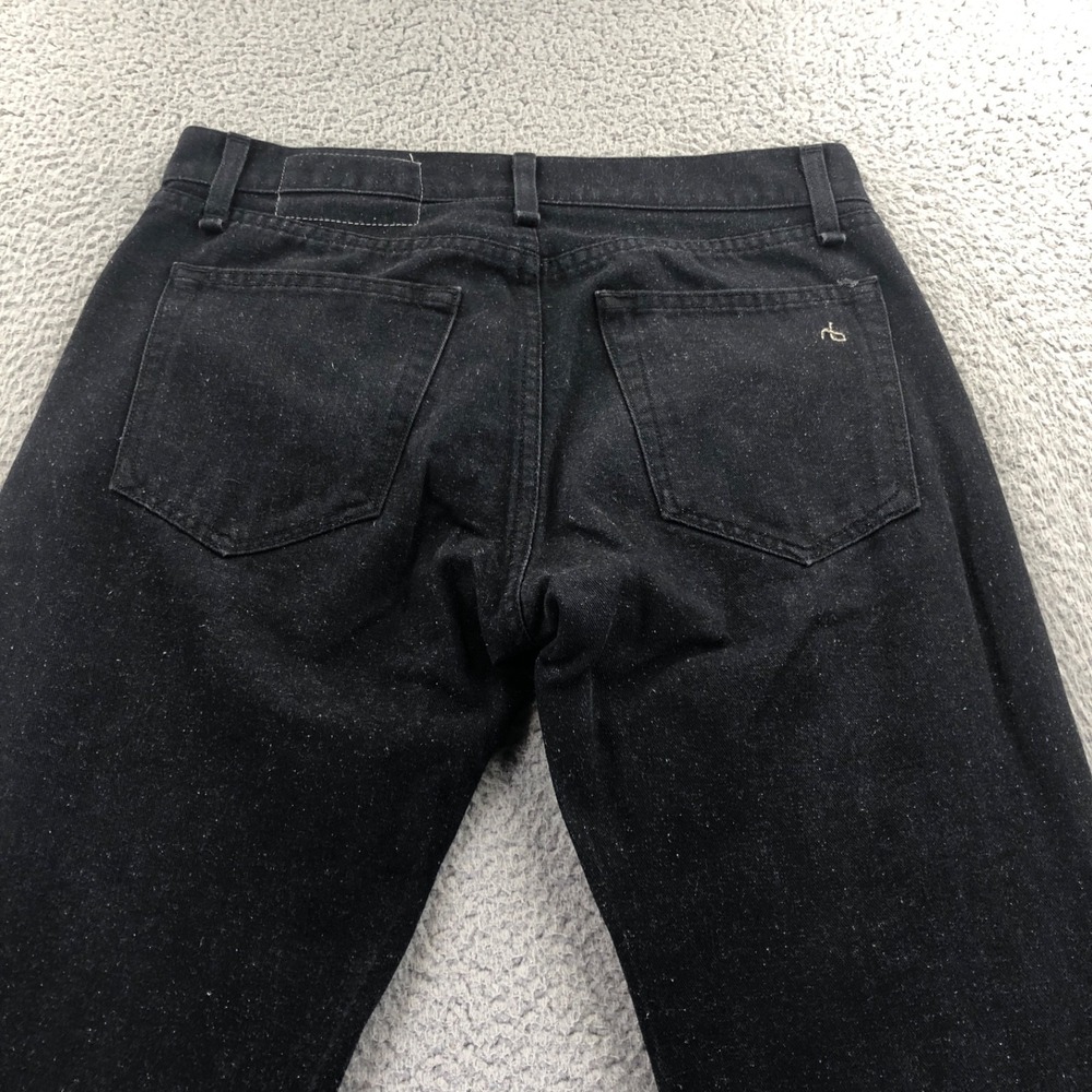 Rag & Bone Jeans Mens 30x34 Black 15x Slim Straight Nap Neppy Button Made In USA